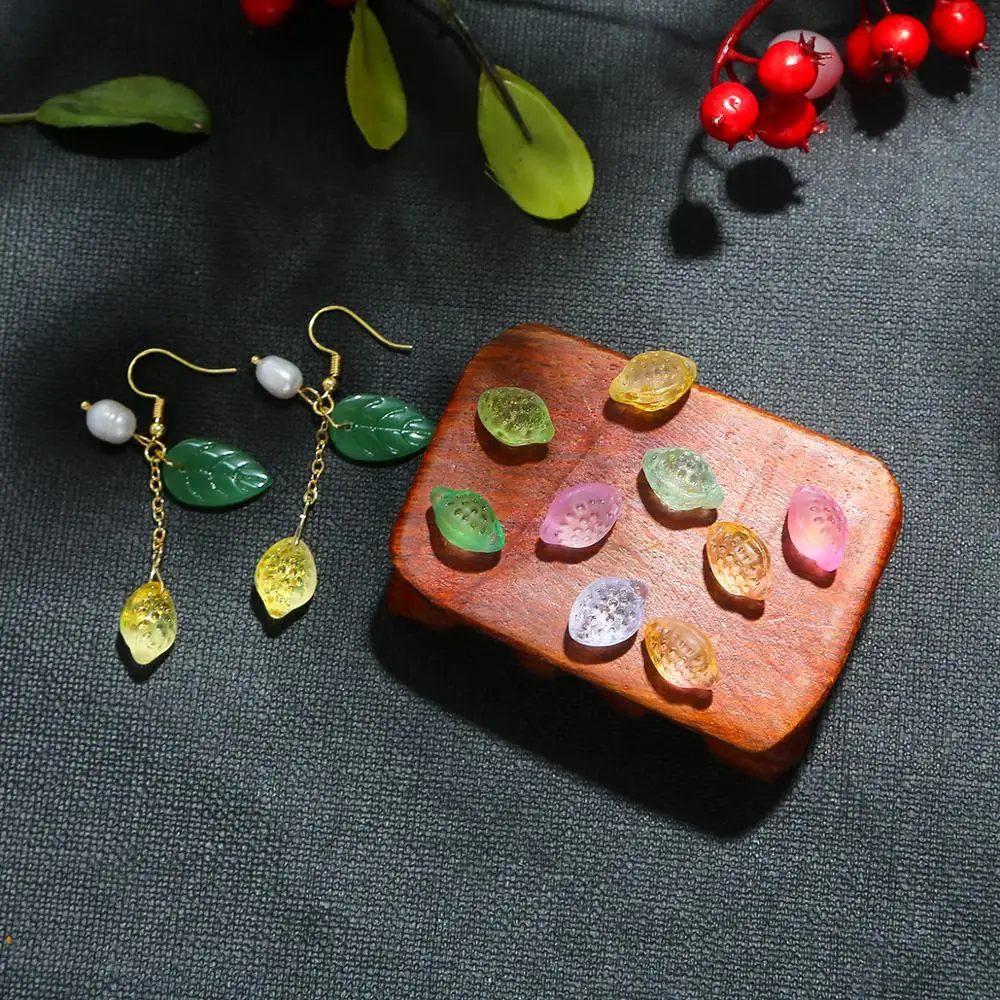 Стеклянные бусины лэмпворк в форме лимона многоцветные градиентные для