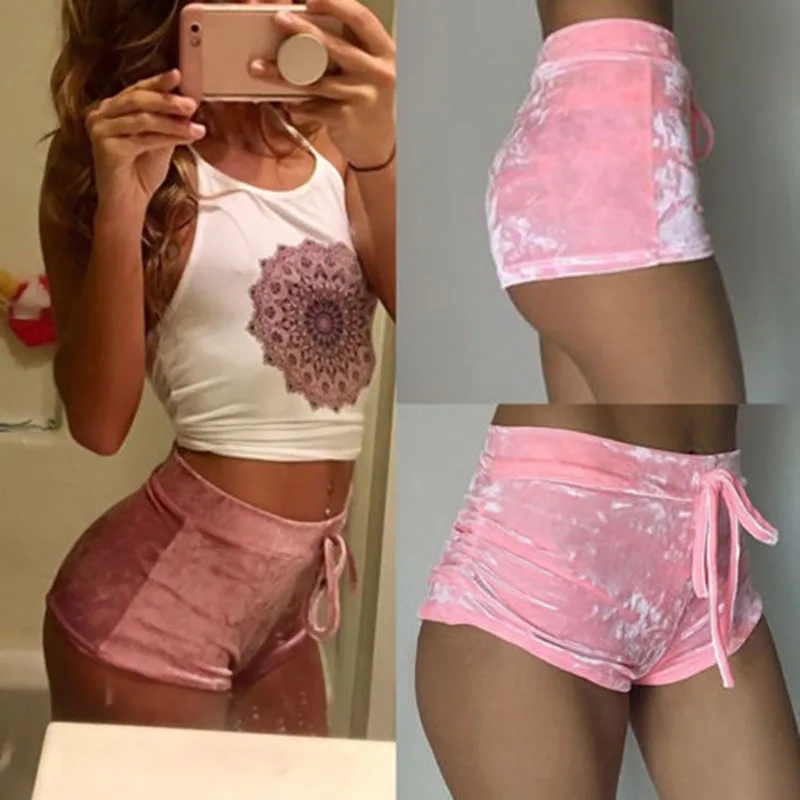 

Fashion Velvet Sexy High Waist Shorts Skirts Summer Sweat Shorts Women Club Outfits Loose Comfy Flare Shorts Solid
