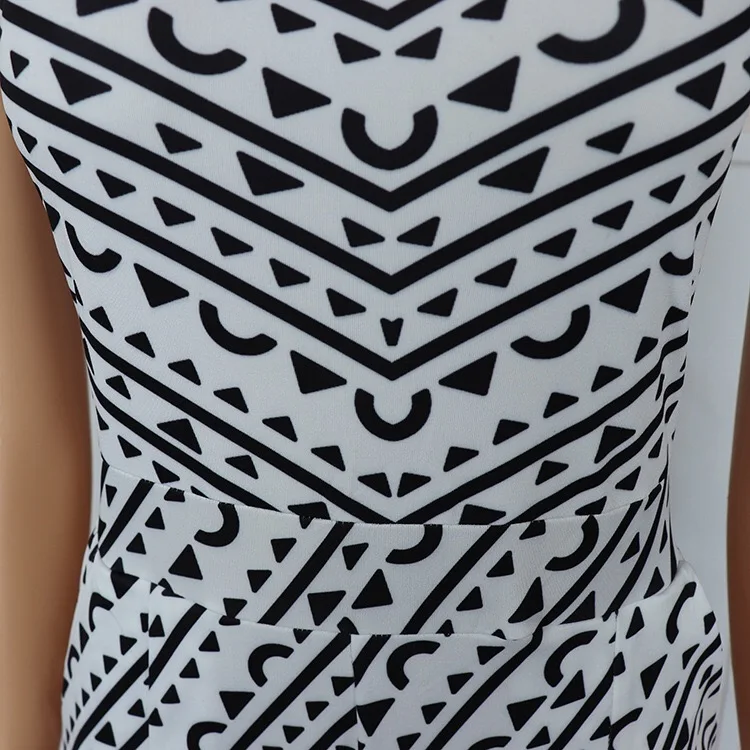 2021 Summer New Long Jumpsuit Sleeveless High Waist Straight Print White Elegant For Work Business Office Lady Fashion Jumpsuits
