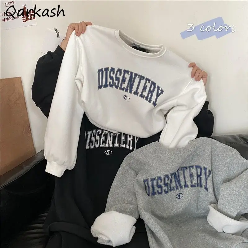 Свитшот женский с круглым вырезом без шляпы свободного покроя простой