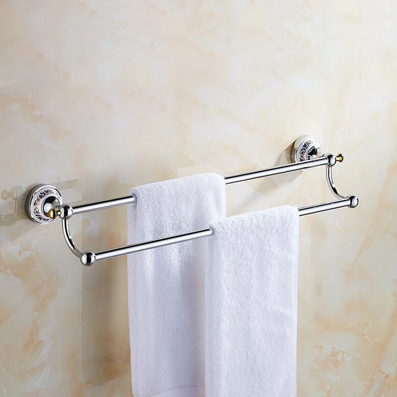 Хромированная вешалка для полотенец в европейском стиле 60 см серебристая