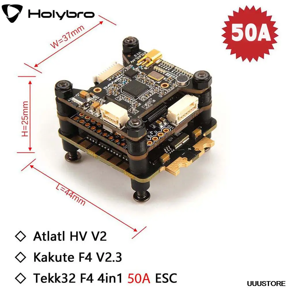 

Контроллер полета Holybro Kakute F4 V2.3 и Tekko32 F4 4 в 1 50A ESC и Atlatl HV VTX комбинированные стеки для радиоуправляемого FPV дрона для фристайла