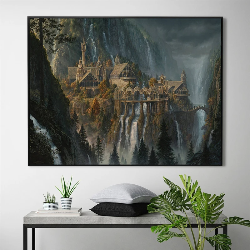 HD Печать на холсте, настенный арт, Lotr Rivendell, Властелин колец, плакаты, хоббит, картина маслом, декоративная картина, Современное украшение дома