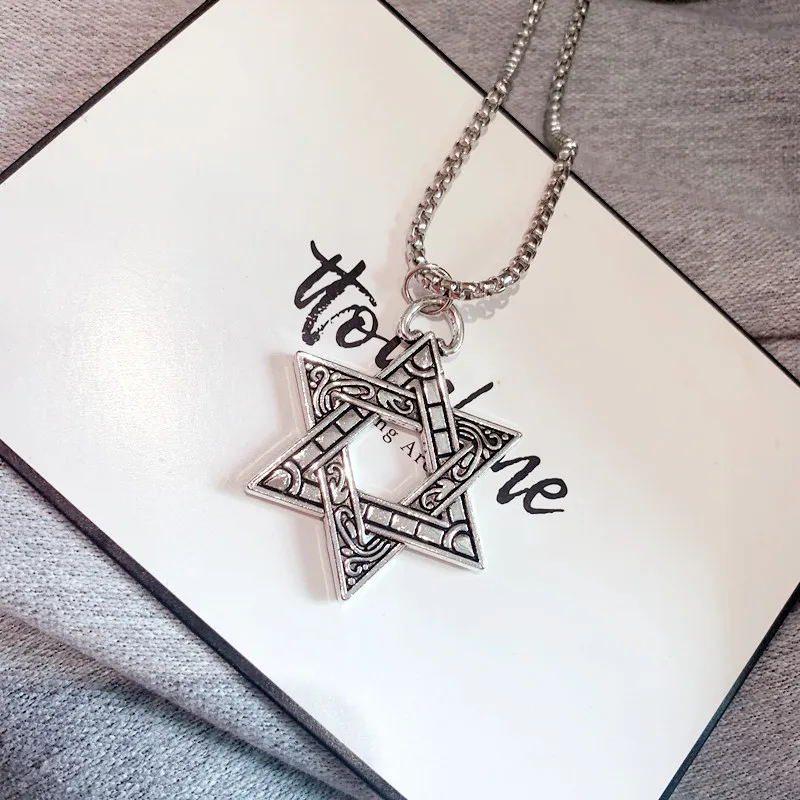 2021 модные украшения хип-хоп шестиугольник цинковый сплав кулон ожерелье для пары