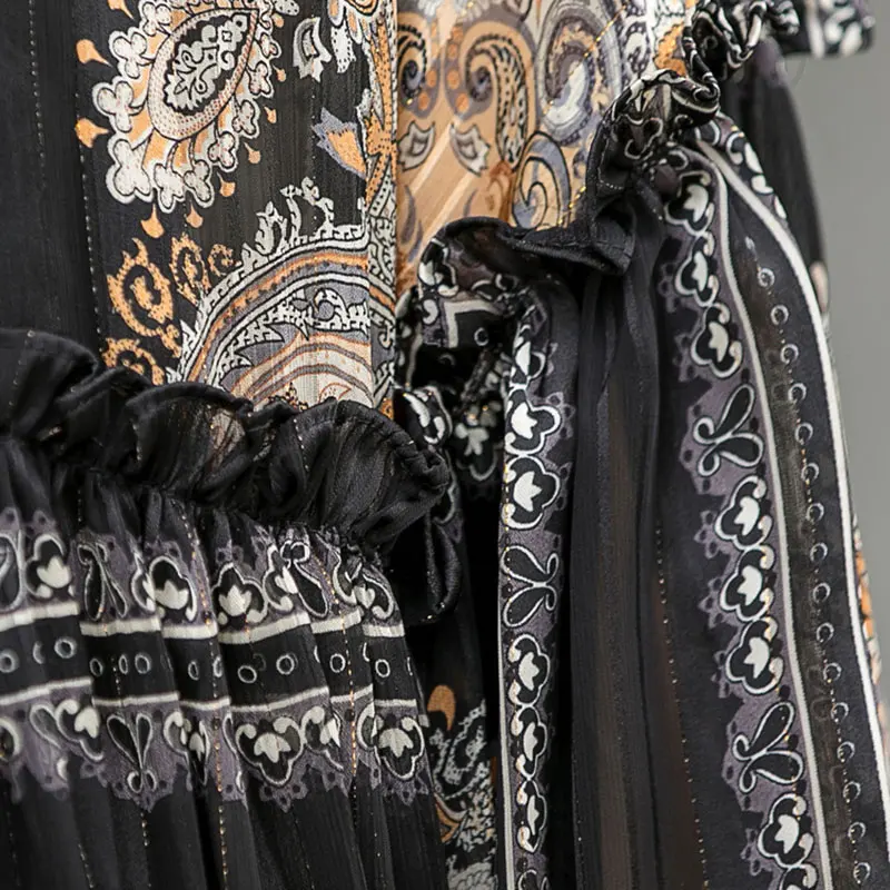 

XITAO Print Pattern Dress Fashion New Women Plus Size Goddess Fan Casual Style Loose Pleated Minority 2021 Elegnat CLL1766