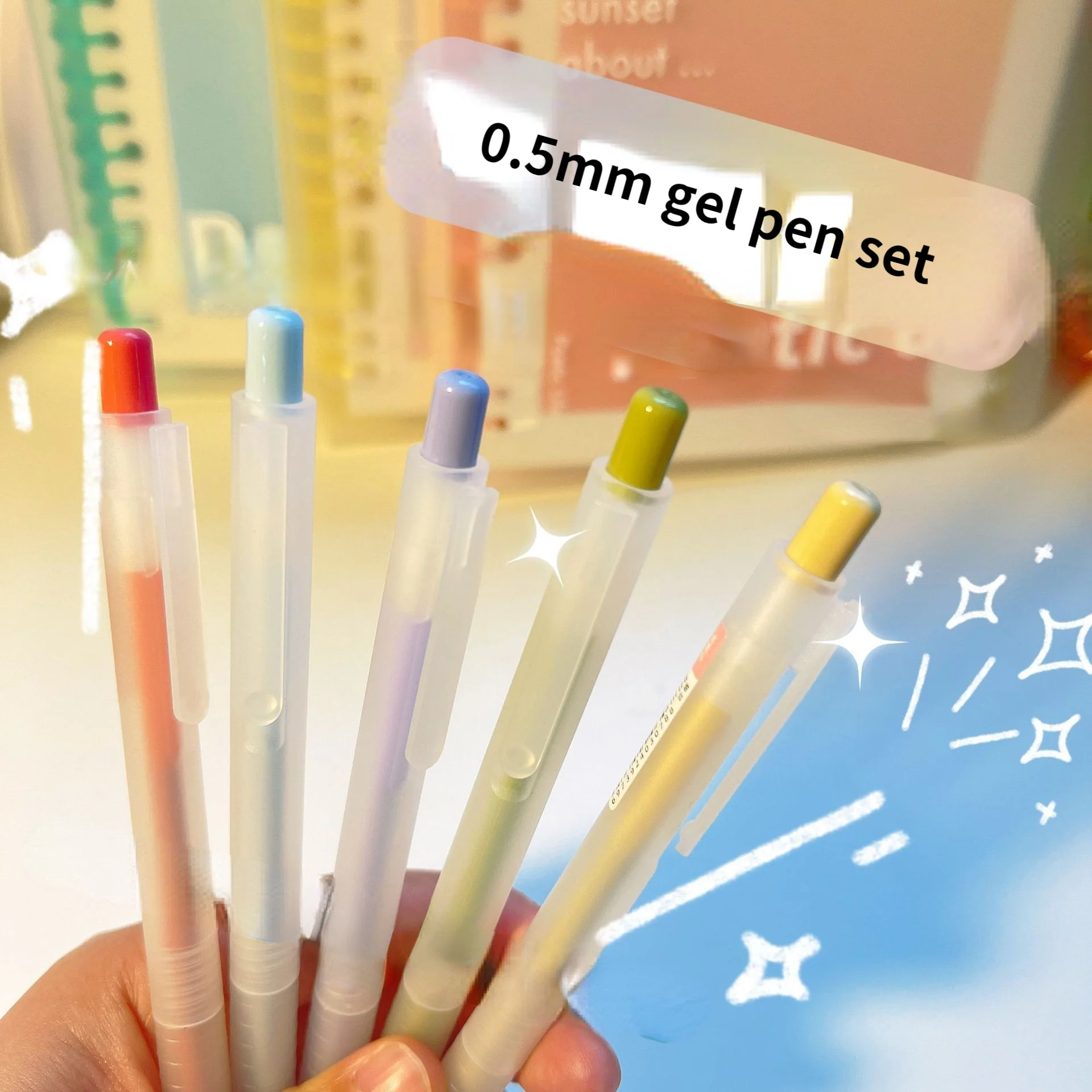 

5PCS/LOT Soft Morandi Color Theme 0.5mm Black Gel Pen Set Free Shipping