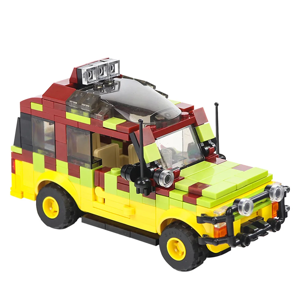 

MOC-25912 Jurassic-Park Car World Jeeps-Anti-Aircraft Bricks Building Block Vehicle Explorer Soldier Toys For Kids Gifts