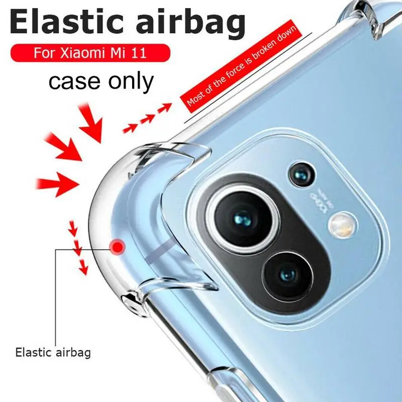 

Soft Transparent TPU case For Xiaomi Mi 11 airbag shockproof Protect back cover for xiaomi mi 11 mi11 xiaomi 11 full cover case