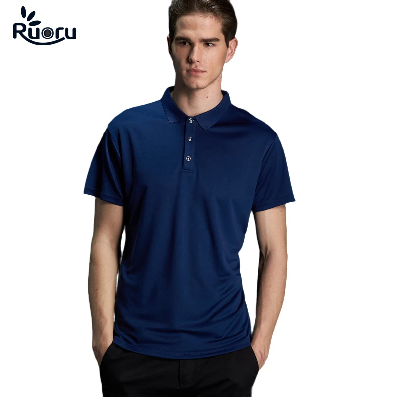 Рубашка поло Ruoru Мужская деловая и повседневная однотонная дышащая с коротким