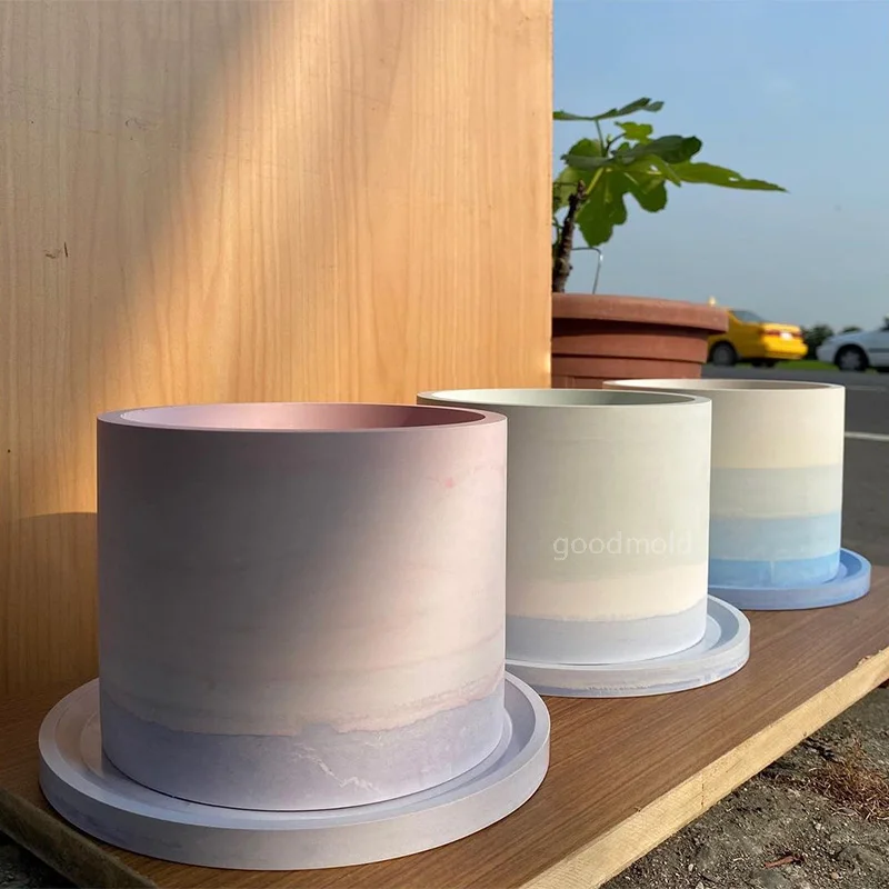 Большая силиконовая форма для бетонных цветочных горшков сделай сам круглого