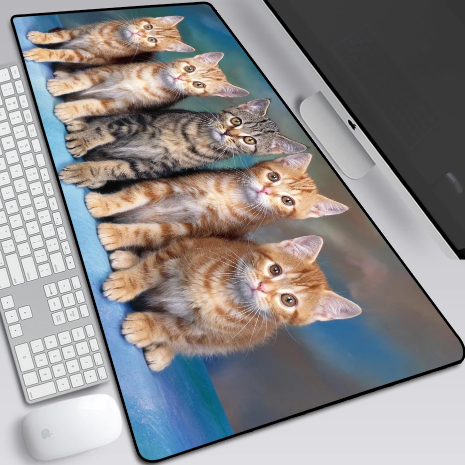 Милый Кот Цветок Большой Коврик Для Мыши Компьютерный геймер Блокировка края