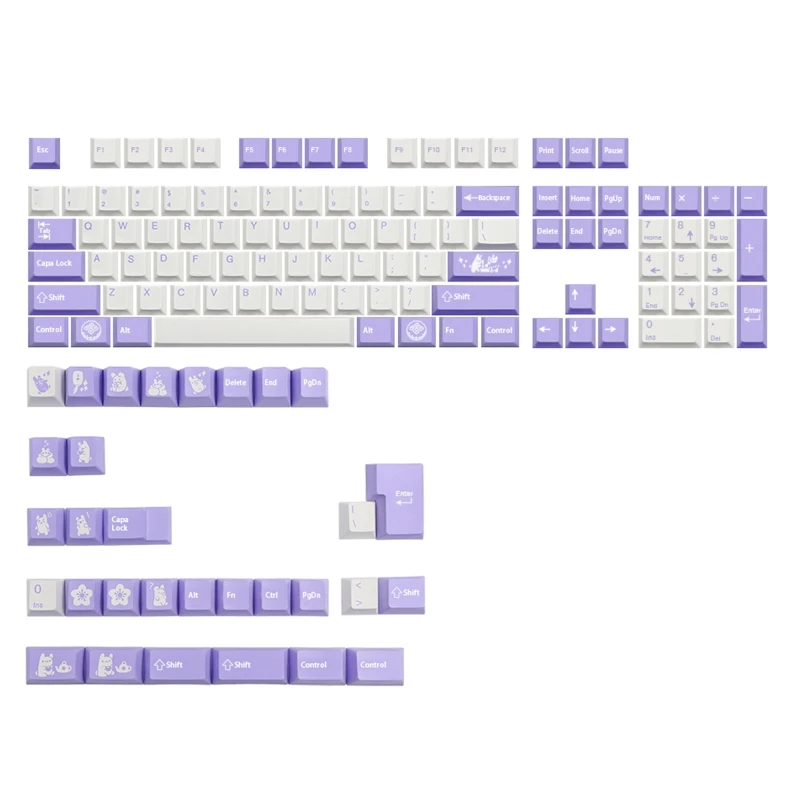 135-Key Rabbit PBT Sublimation Keycaps Japanese/English for Mechanical Keyboard | Компьютеры и офис