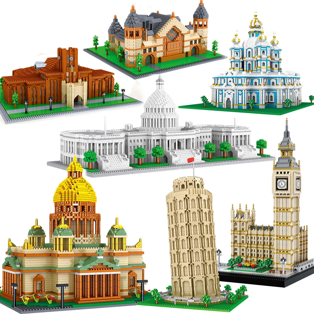 

Architecture Big Ben Eiffel Tower London Pair Louvre Micro Building Blocks Capitol Sydney Opera House Taj Mahal Construction toy