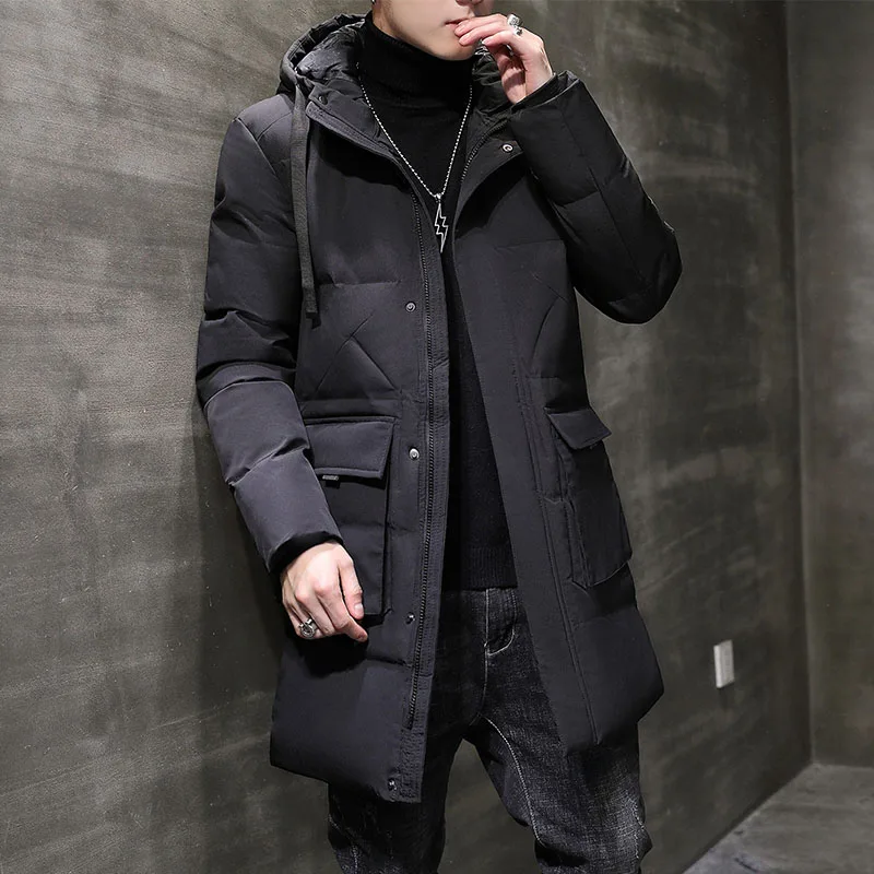 Men Parka Big Pockets Casual Jacket Hooded Solid cotton-padded clothes  New Winter  suits windproof thickened coats