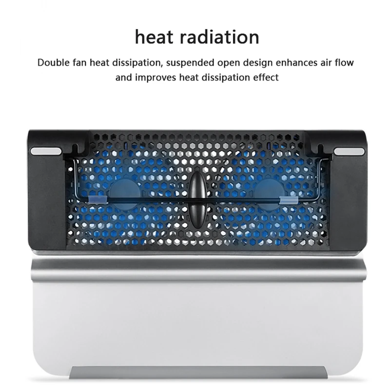 

Laptop Cooler, Aluminum, Two Fans, Foldable, High-Performance Notebook Cooler for Laptops Within 17 Inches