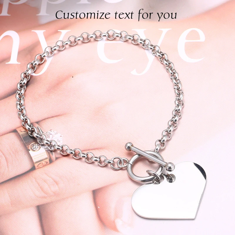 Женский браслет MYLONGINGCHARM из нержавеющей стали 23x30 мм на заказ с надписью