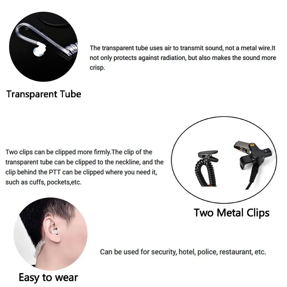 

HYS 3.5mm Earpiece Listen Only Acoustic Tube Headset For ICOM Radio IC-V82 IC-U82 Walkie Talkie