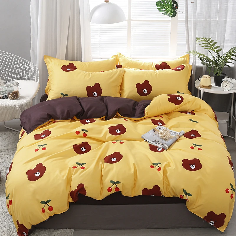 Вишневый и bearstyle хлопковый Зимний новый комплект постельного белья домашний