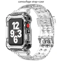 casestrap for apple watch band 44mm 40mm 42mm38mm transparent correa accessories camouflage bracelet iwatch serie 5 4 3 6 se 7