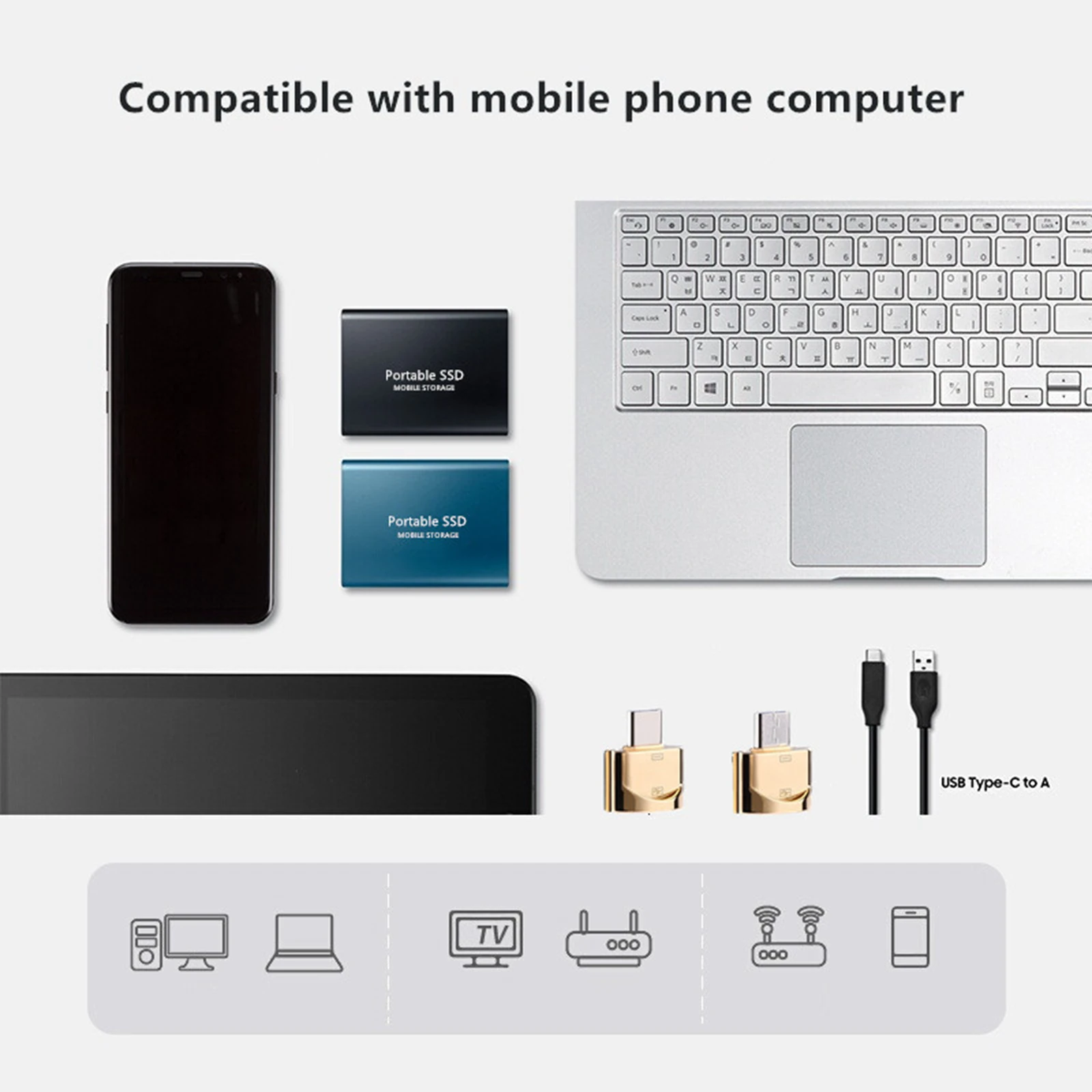 external hard drive hard disk for xiaomi huawei apple mobile phone desktop laptop computer usb 3 1 4tb ssd speed 37mb free global shipping