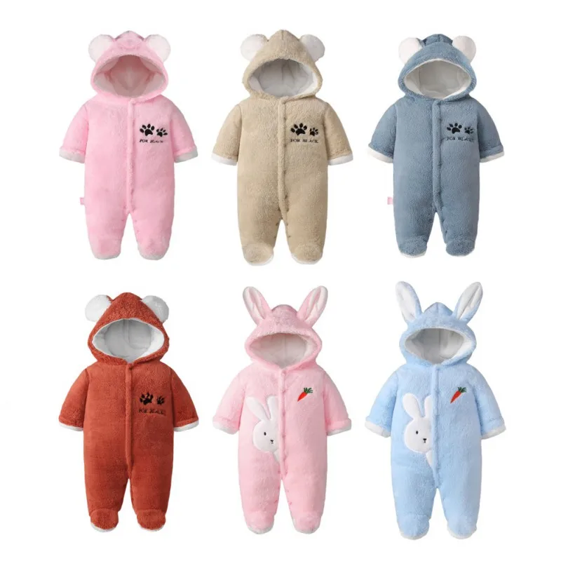 

Baby Winter Warm Jumpsuit Baby Bodysuit Long Sleeve Hooded Rompers
