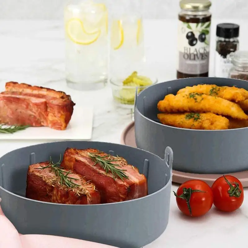 

Creative Silicone Pot Multifunctional Air Fryers Oven Tray Bread Accessories Fried Baking Basket Dishes Pizza Chicken Bakin O6A6