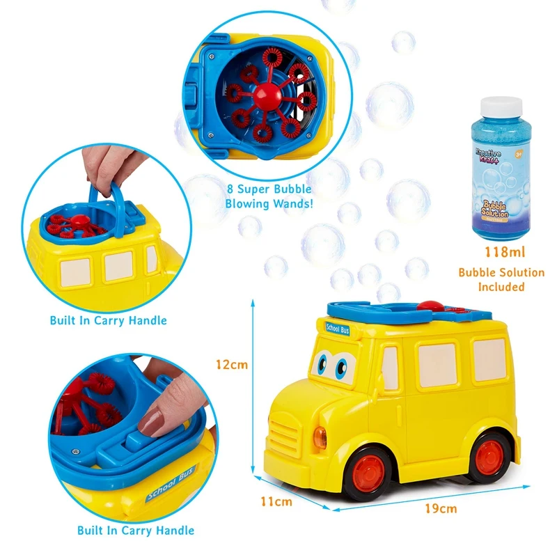 

Bubble Machine for Kids Automatic Bubble Blower for Toddlers and Babies Fun School Bus Bubble Maker for Indoor Outdoor