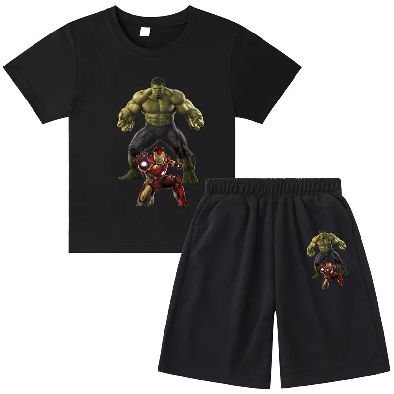 

Casual Clothes Hulk Cotton Suit Kids Set Clothing Green Cool Boy T-shirt + Shorts Clothing Boys Ieisure Children Baby Clothes