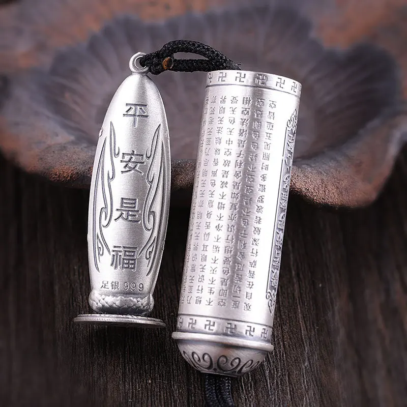 Подвеска из серебра 925 пробы в виде сердца Будды с сутрой