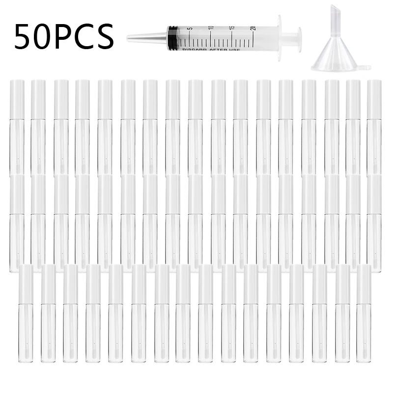 (С шприц) 10 мл прозрачные Пластик блеска для губ пустой губа многоразового