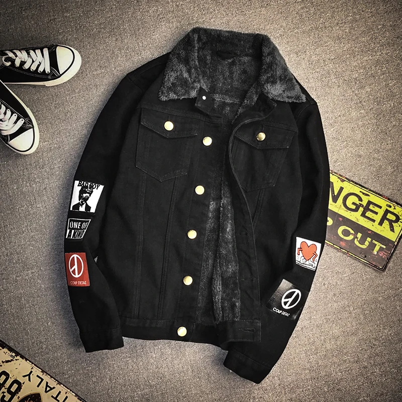 Мужская куртка и пальто модная теплая толстая верхняя одежда джинсовая зимние