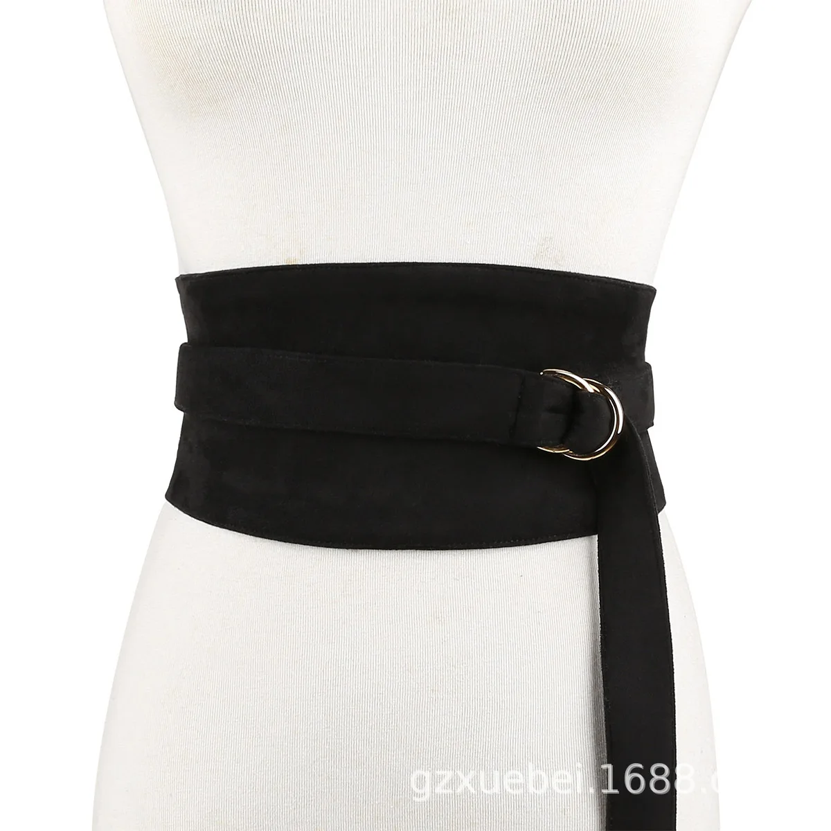 New Women's Runway Fashion Black Velvet Leather Elastic Cummerbunds Female Dress Corsets Waistband Belts Decoration Wide Belt |