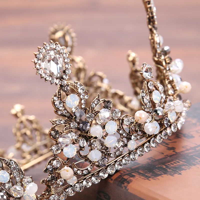 

full crown crown wedding dress accessories diamond alloy crown hair hoop wedding jewelry crown restoring ancient ways