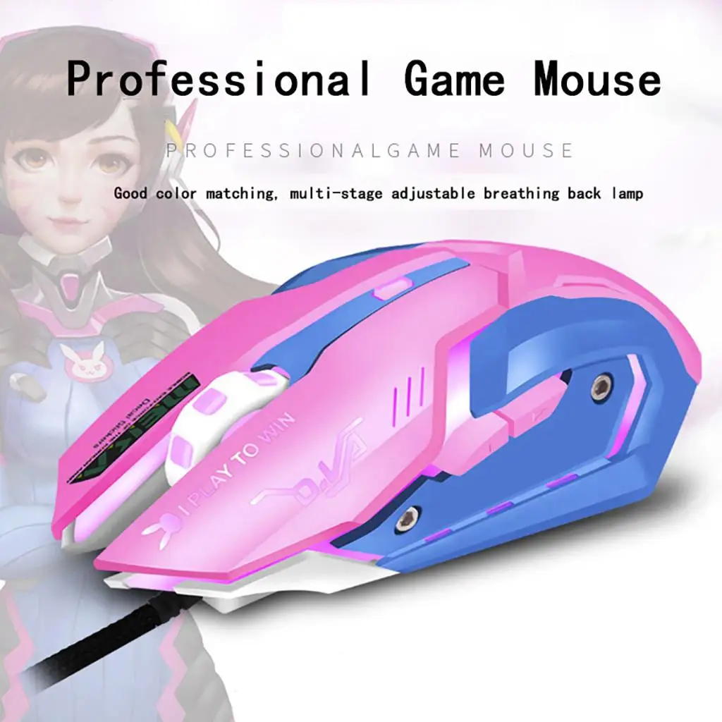 

Profession Wired Gaming Mouse 7 Buttons LED Optical USB Computer Mouse Gamer Mice Game Mouse Mouse For PC laptop Cute Pink Girl