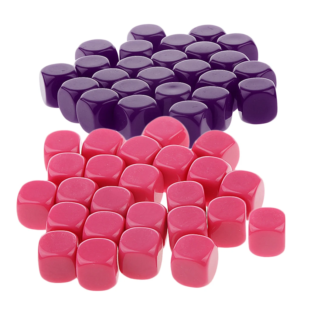 Purple Rose Red 50 шт. непрозрачные пустые игральные кости D6 Сменные кубики для D& D RPG MTG вечерние настольные игры принадлежности для казино - Цвет: Purple Rose Red