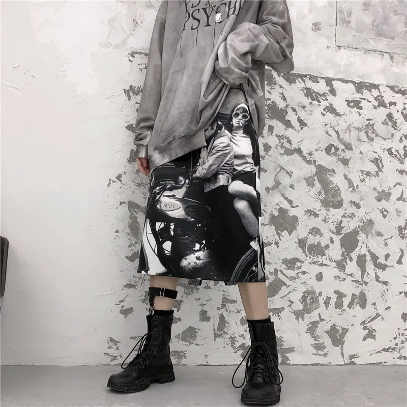 Neploe/женские юбки трапециевидной формы с принтом в виде персонажа Harajuku юбка