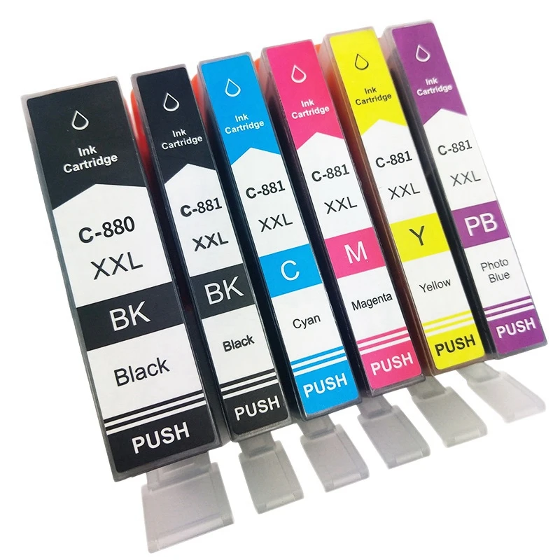 

Printer Cartridges Chip Ink Cartridge with Chip for CANON TS9180 TS8180 TS6180 TR8580 PGI-880 XL 881 Cartridges,6 Pcs