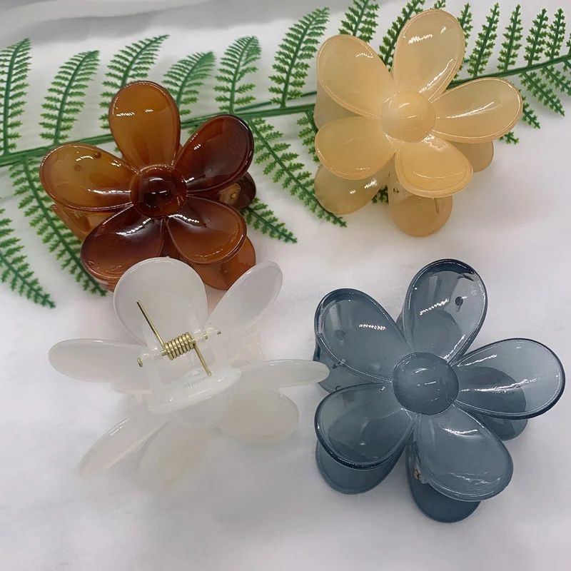

Sweet Colorful 2021 New Korean Vintage Sweet Transparent Candy Color Flower Hair Clip Hairpin Accessories Women Girls Party