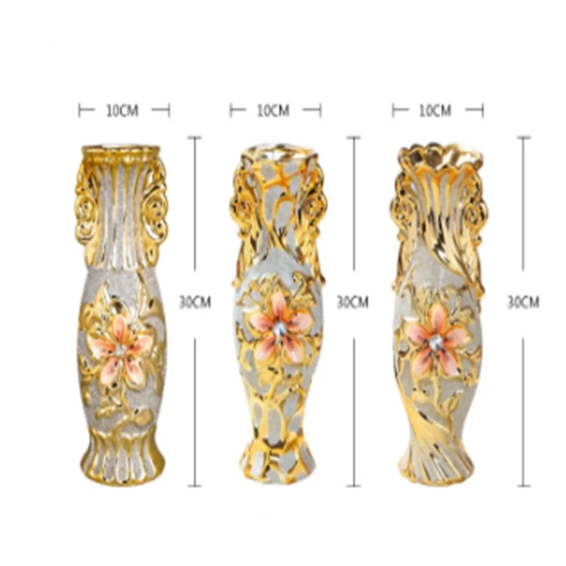 

Europe Gold Plated Frost Porcelain Vase Vintage Advanced Ceramic Flower Vase for Room Study Hallway Home Wedding Decor