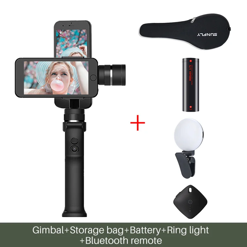 Gimbal w Light Funsnap Capture 3 оси ручной смартфон Gimbal Gopro стабилизатор для iPhone Xs Max XR Piexl Gopro 7 6 5 Y EKEN H9 - Цвет: Gimbal w Light