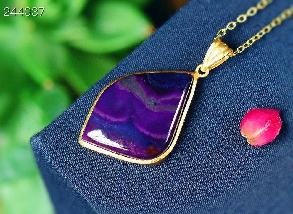 Ожерелье из настоящего природного Королевский Фиолетовый сугилит Южная Африка