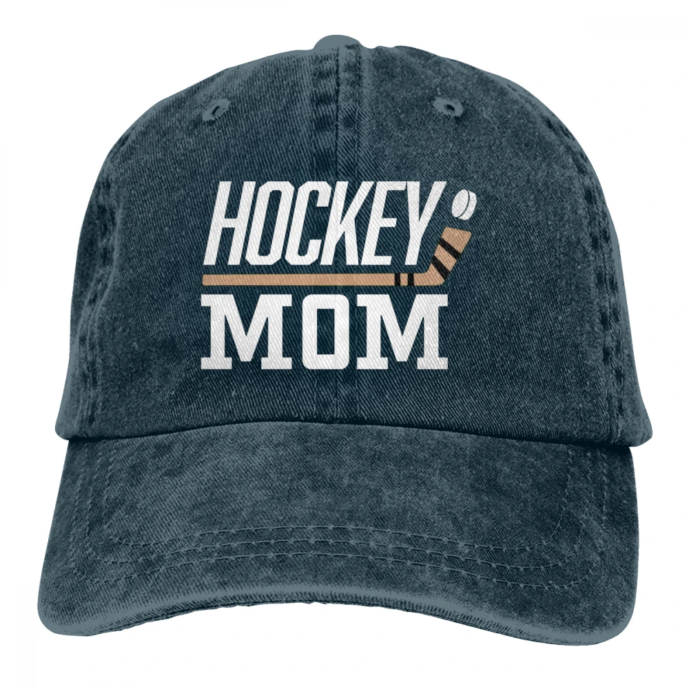 Хоккей Мама Casquette темно-синий унисекс Мужские Женские джинсовые бейсболка с