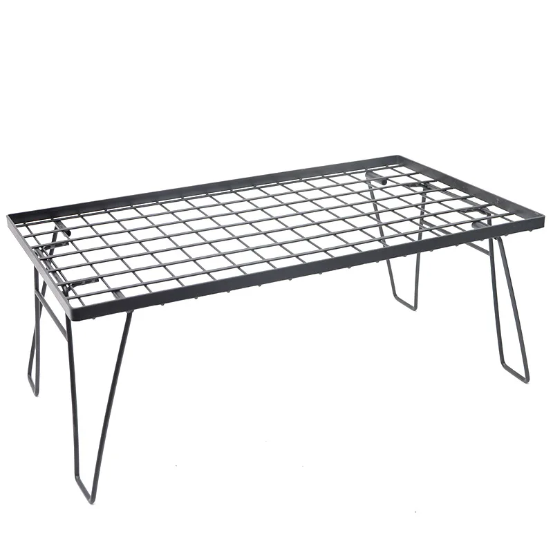 

Outdoor Camping Portable Folding Net Table Picnic Barbecue Casual Table Camping Multi-purpose Rack Wooden Table