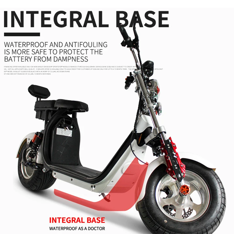 18 дюймов широкие шины двойной человек Электрический скутер автомобиль 60 в 12ah 1500