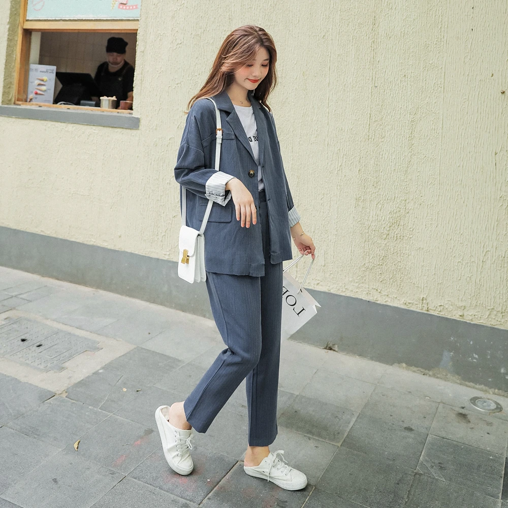 

Женский костюм красного цвета в Корейском стиле, весна-осень 2020, новый модный стильный костюм с курткой + костюм из двух предметов X4