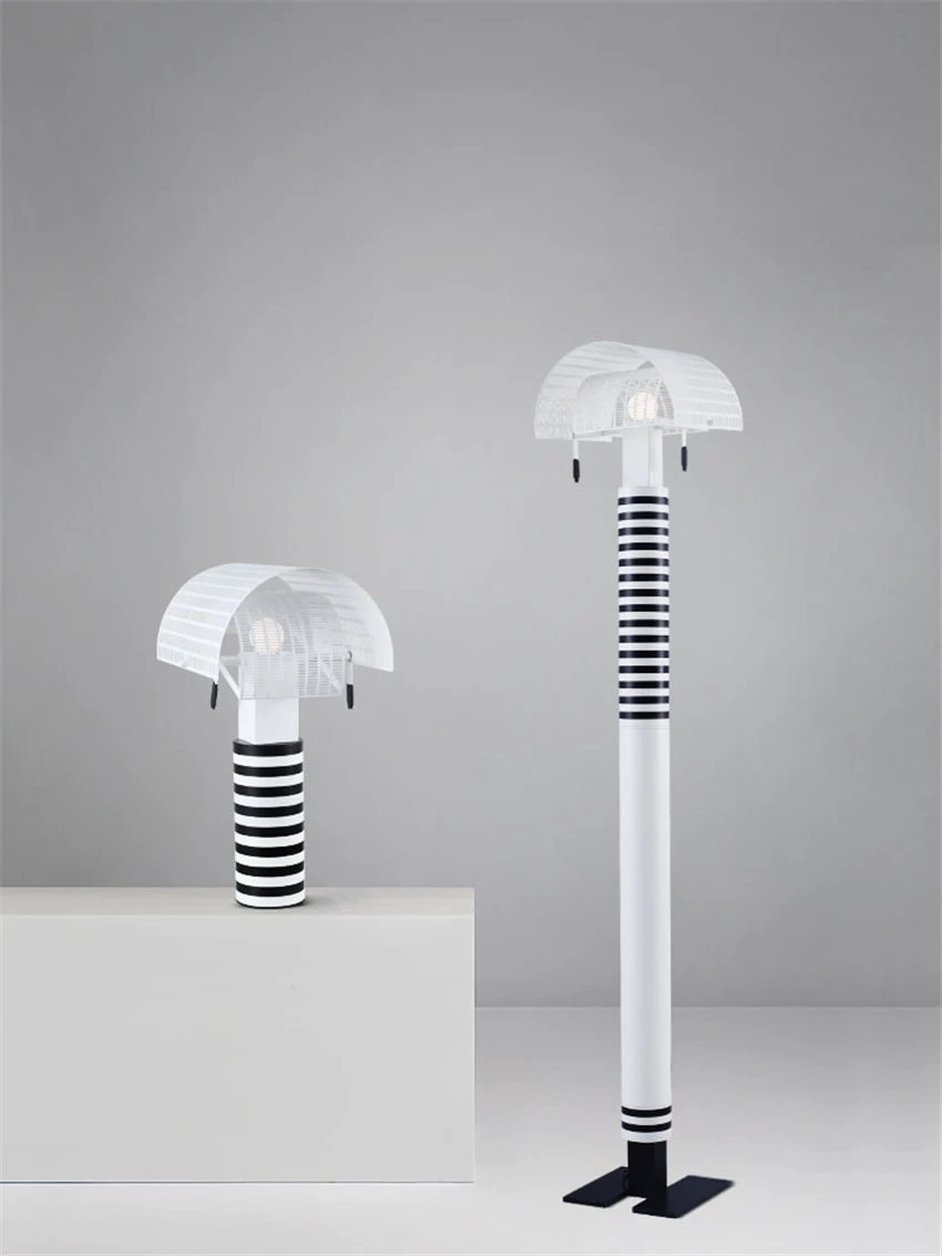 

Italian Nordic black white striped table lamps children's bedroom living room study exhibition table lights lighthous fixtures