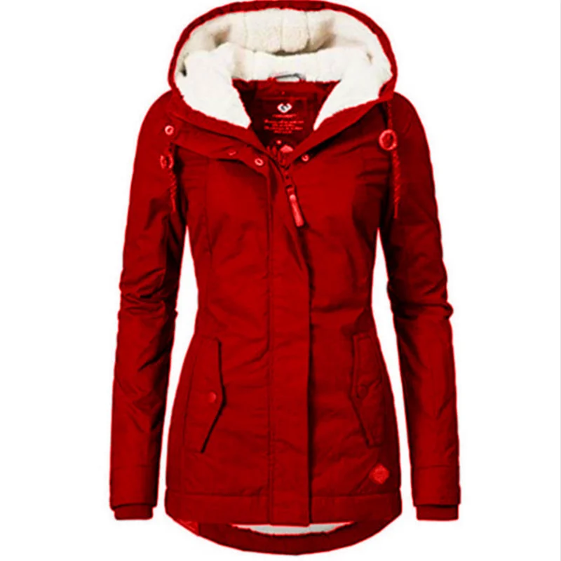 2021 Women Parkas Winter Jacket Thick Hooded Plus Size Women Jacket Cotton Warm Windproof Fleece Lined Cotton Coat for Women