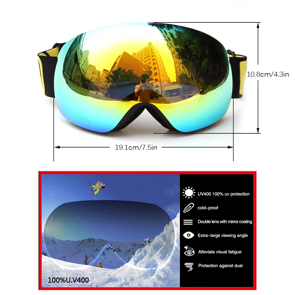 BENICE SNOW-4501 Ski Goggles UV400 Snowboard Bag Mask Skating Skiing Glasses Snow Sports Goggle Eyewear | Спорт и развлечения