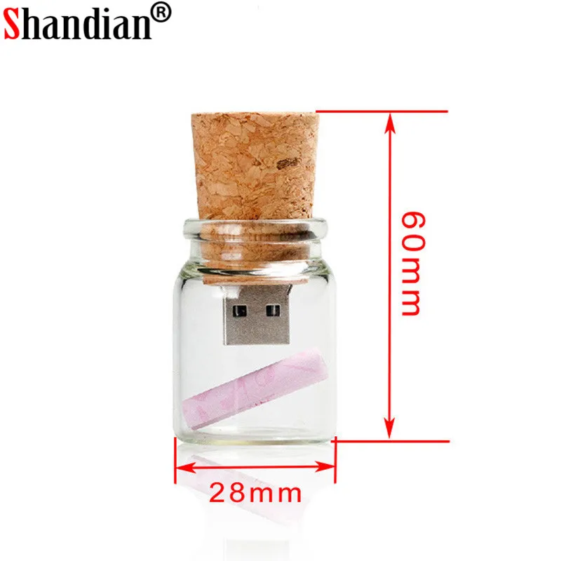 SHANDIAN модная бутылка-мессенджер usb 2 0 карта памяти стеклянная бутылка для дрифта