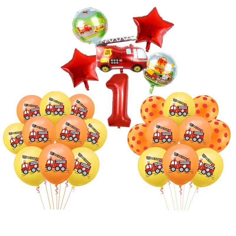 NEW 10pcs Fireman Party Balloons Boy Birthday Decoration for Kids Firefighter Baby Shower | Дом и сад